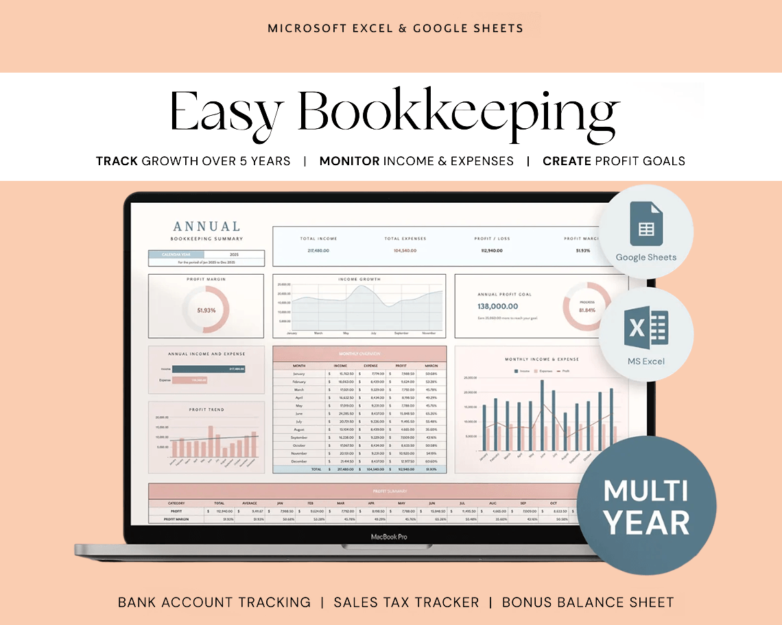 Small Business Easy Bookkeeping Tracker