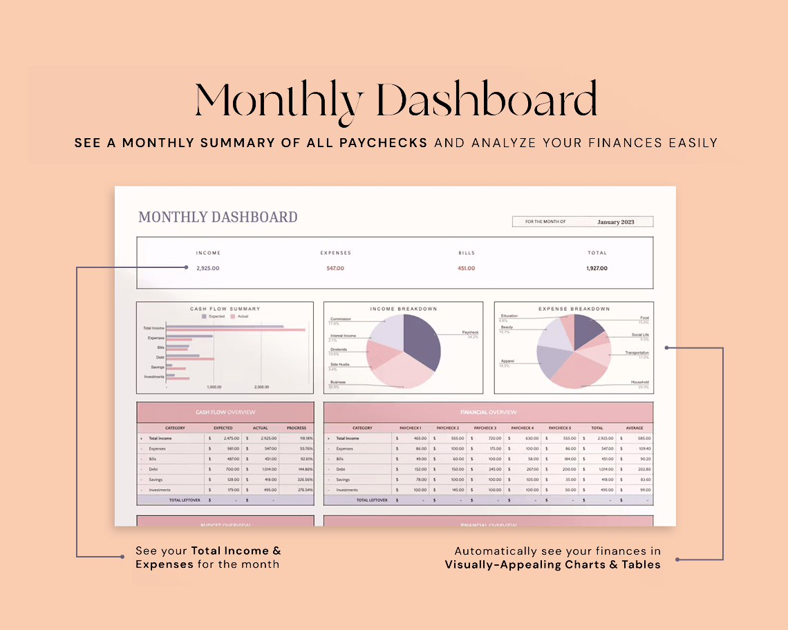 Bills & Paycheck Budget Planner