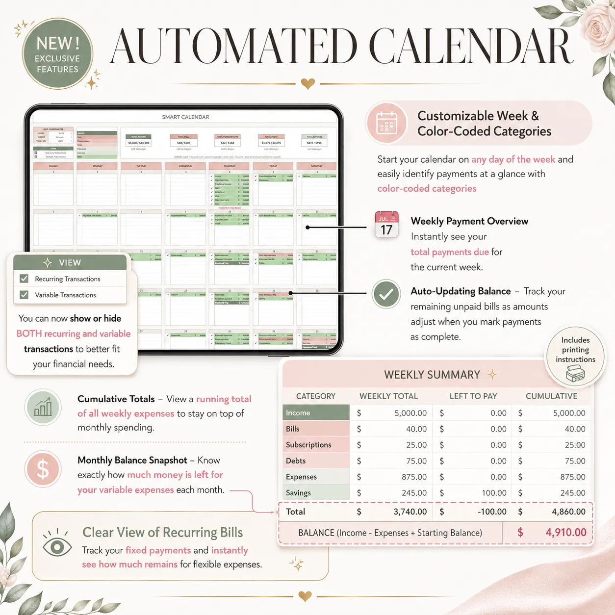 Ultimate Annual Budget (Weekly, Monthly, Yearly)